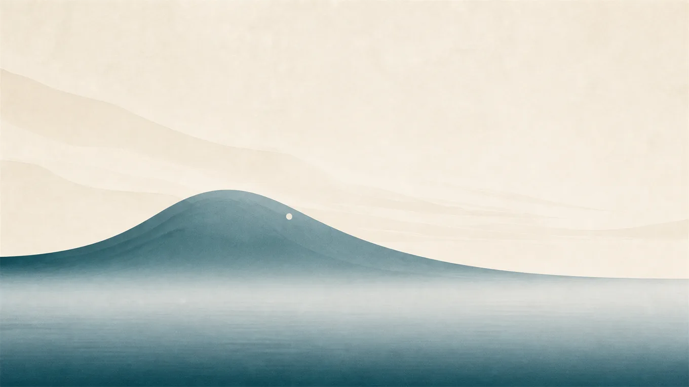 Une grande vague stylisée qui monte et redescend