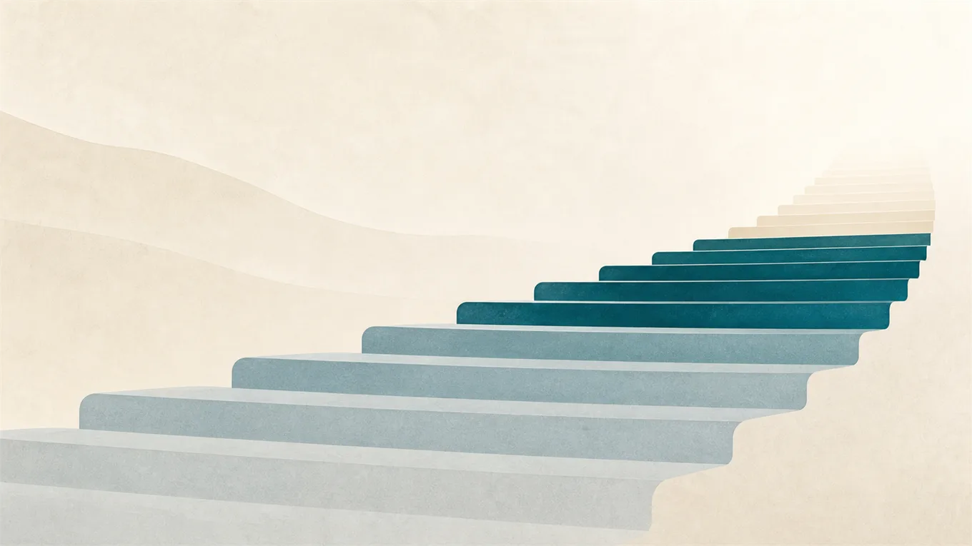 Un escalier dont les marches s'éclairent progressivement